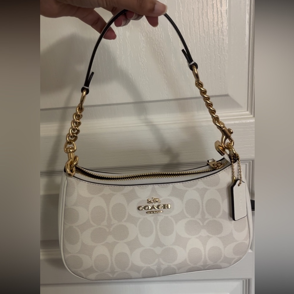 Coach Teri Shoulder Bag Glacier White in Signature Canvas